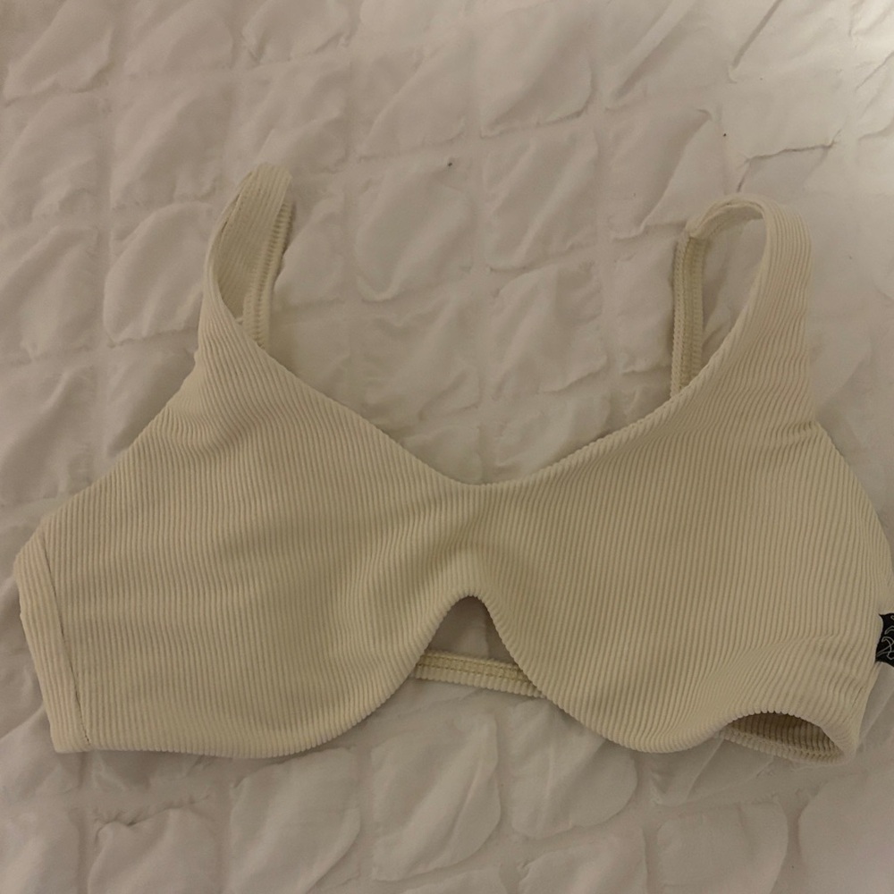 Elegant Cream Ribbed Bralette